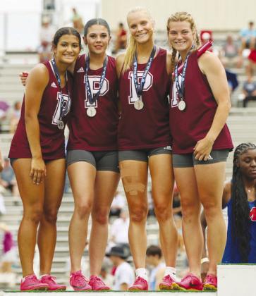 Lady Maroons Relay Team pictured from left: Shrum, Halford, Davison, and Hight.