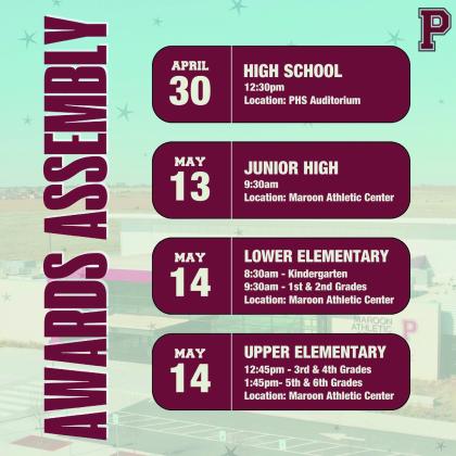 Upcoming awards assemblies for Perry students