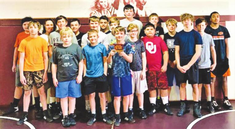 Above is the Perry Maroon Junior High group with their Div V Champion Plaque.