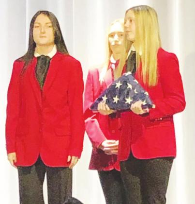 FCCLA members McKenna Karcher, Rylee Grimes, Mackenzie Gilbreath, Aubrey Vicker and Grace Byrd performed ‘The 13 Folds of the American Flag’.