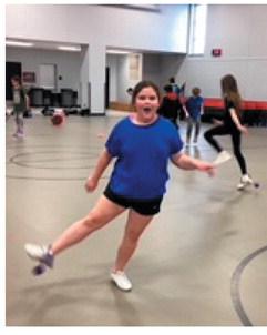 Fourth grade student Sadie Bailey demonstrating twist- and-twirl.