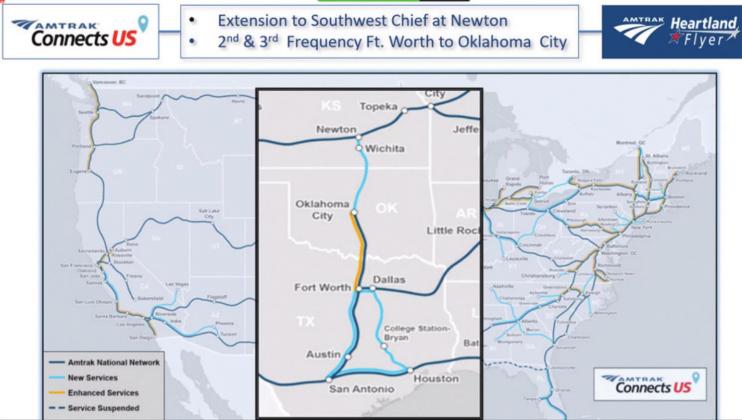 The new service from Oklahoma City to Wichita pictured above would include a stop in Perry.