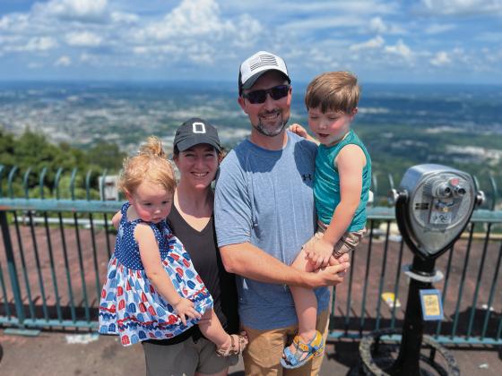 Morrison Elementary Music teacher Heather Timmons is seen with her family at the top of Lookout Mountain, in Chattanooga, TN. From left are Eleanor (Ellie), Heather, Chris, and Jackson.