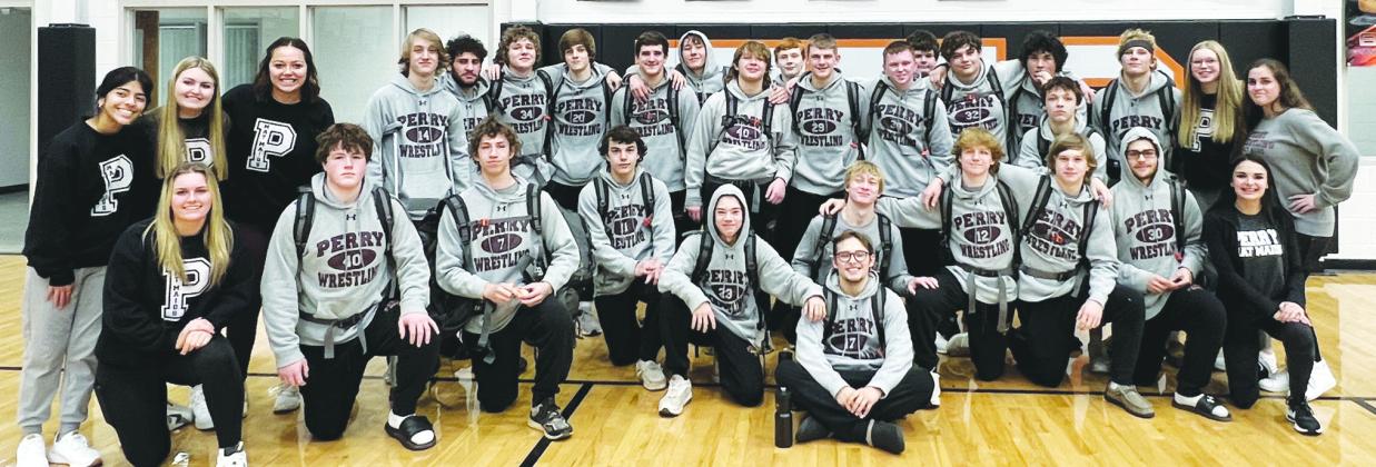 The Perry High School Maroons wrestling team competed in district duals at Tonkawa on Thursday, January 12 and claimed the District Championship title. Congratulations, Maroons!