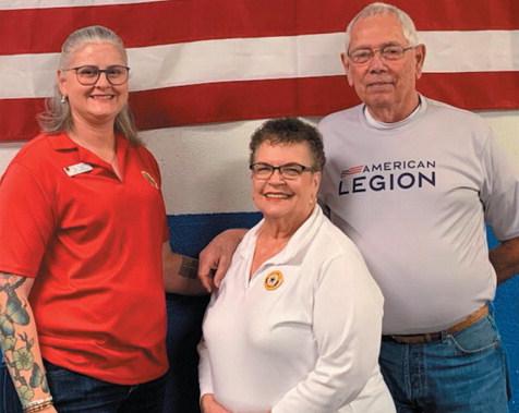 Above, Laura Kemnitz, member of Perry Study Club is at the Ellis-Jirous American Legion post. At right, Tina Kilmer, commander of Perry Ellis-Jirous American Legion Post. Sharon Courtright and Doyle Balzer, were guest speakers at the Perry Study Club meeting.