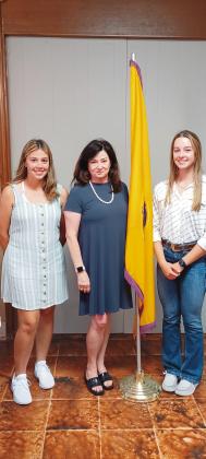 Lions Club President Sherry DeBord with new September Student Lions, Marissa Bevins (far left) and Lyndey Wilda (far right).
