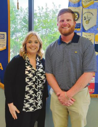 Program chair for the month of May, Shelbi Duke is pictured above at left with Weston Ward, Perry Public Schools Baseball Coach.