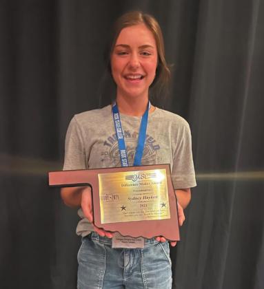 Sydney Haken, above, was awarded the differencemaker award of 2021 OASC.