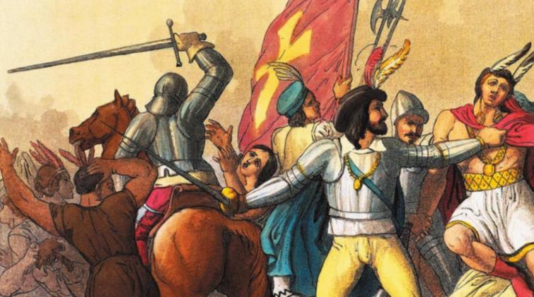 Francisco Pizarro traps Incan emperor Atahualpa