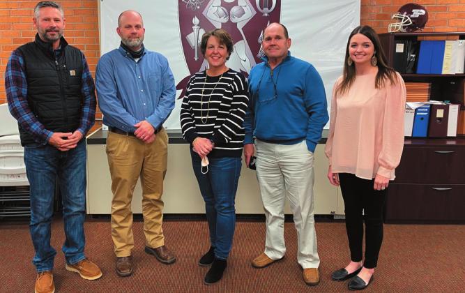 Above are PPS Board of Education members, from left, Jason Proctor, president, Aaron Frable, vice president, Marsha Hartwig, clerk, Marvin Dement, member and Amy Chenowith, member.