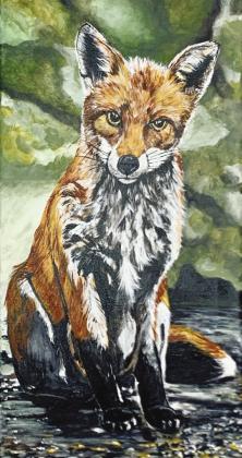 “Hey, Foxy Lady” Acrylic on canvas by Theresa Sacket who teaches 2nd grade at Woodlands Elementary, Ponca City.