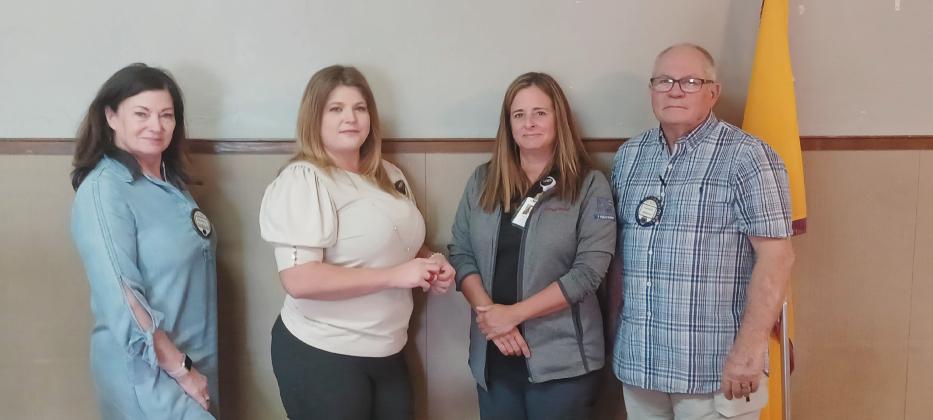 From left: Newly-elected Lion President Sherry DeBord, President and CFO of SMP Courtney Kozikuski, Director of Nursing of SMP Brenda Quiring, and Vice President Lion Gordon Johnson.